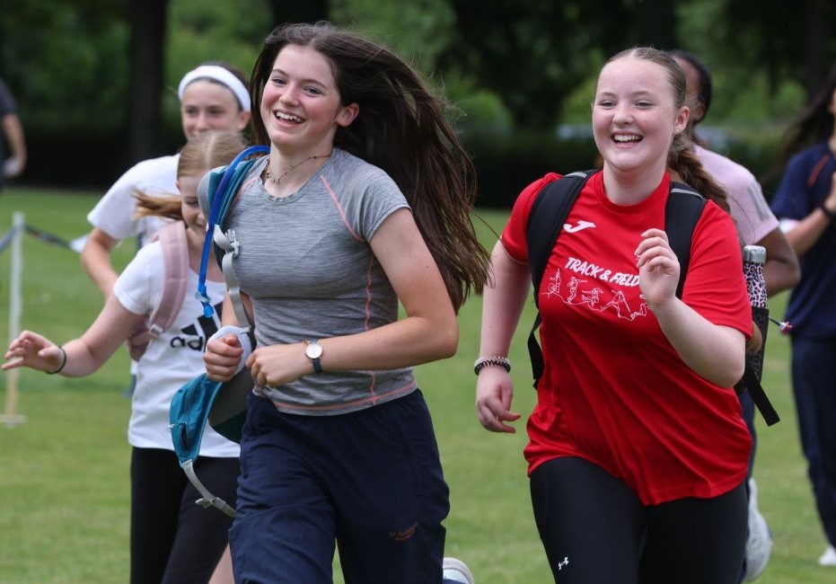 Girls taking part in a charity event at St Swithun's School, a private school in Hampshire